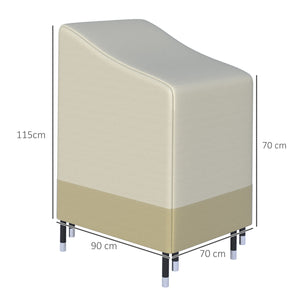 Housse de Protection chaises de Jardin empilables bâche étanche 90L x 70l x 115H cm Oxford Haute densité 600D Beige café