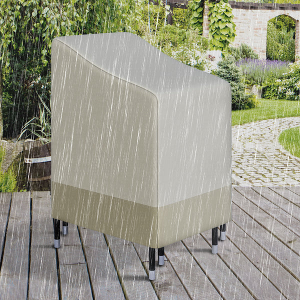 Housse de Protection chaises de Jardin empilables bâche étanche 90L x 70l x 115H cm Oxford Haute densité 600D Beige café