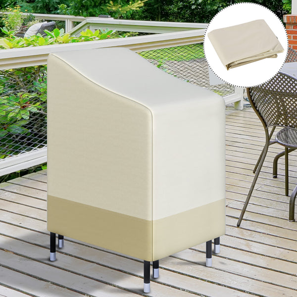 Housse de Protection chaises de Jardin empilables bâche étanche 90L x 70l x 115H cm Oxford Haute densité 600D Beige café