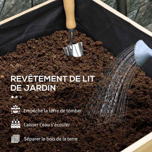 Jardinière sur Pieds Potager surélevé, Inserts d'irrigation + Feutre de Drainage Inclus Bois Sapin pré-huilé, dim. 225L x 55l x 80H cm