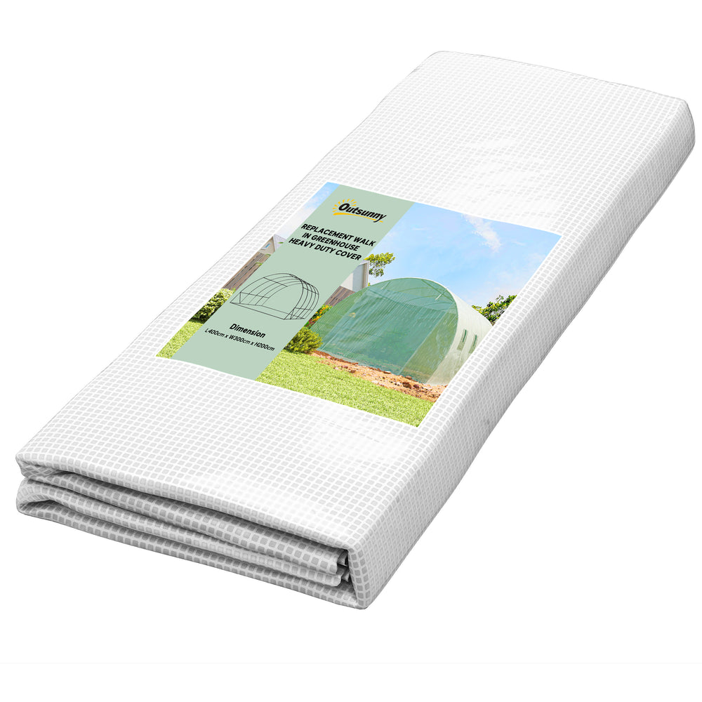 Bâche de Rechange Serre Tunnel 12 m², bâche 4 x 3 x 2 m PE Anti-UV imperméable 8 fenêtres + Porte Enroulable zippée Vert