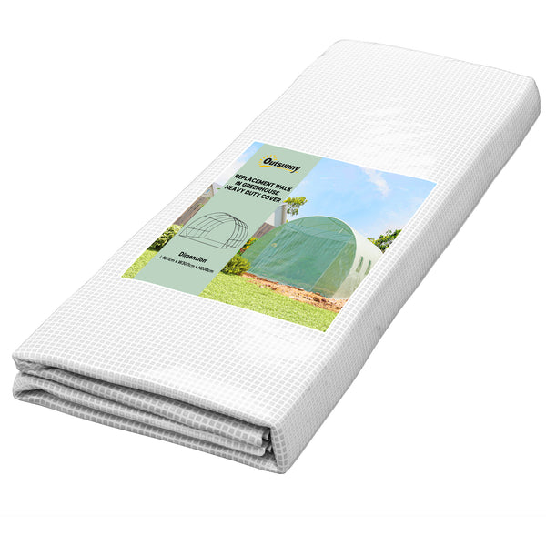 Bâche de Rechange Serre Tunnel 12 m², bâche 4 x 3 x 2 m PE Anti-UV imperméable 8 fenêtres + Porte Enroulable zippée Vert