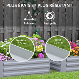 Lot de 2 carré potager de jardin dim. 100L x 100l x 30H cm - tôle d'acier ondulée gris