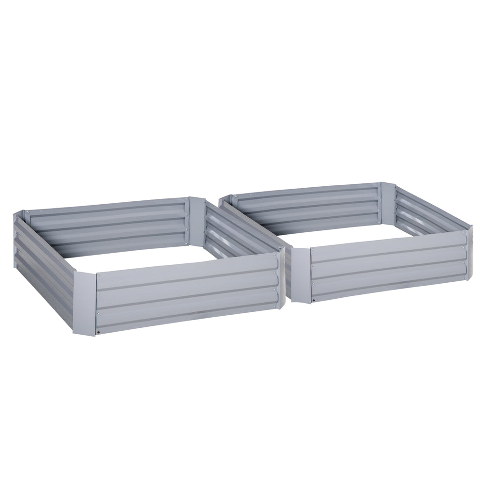 Lot de 2 carré potager de jardin dim. 100L x 100l x 30H cm - tôle d'acier ondulée gris