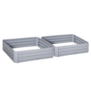 Lot de 2 carré potager de jardin dim. 100L x 100l x 30H cm - tôle d'acier ondulée gris