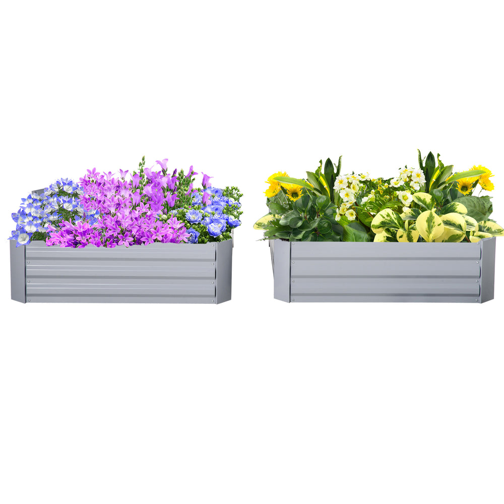 Lot de 2 carré potager de jardin dim. 100L x 100l x 30H cm - tôle d'acier ondulée gris