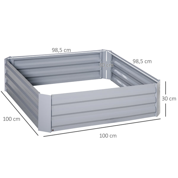 Lot de 2 carré potager de jardin dim. 100L x 100l x 30H cm - tôle d'acier ondulée gris