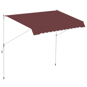 Store banne Manuel rétractable 3L x 1,5l m Auvent Téléscopique sans Perçage Inclinaison et Hauteur réglable Installation Rapide métal alu Polyester Anti-UV bordeaux