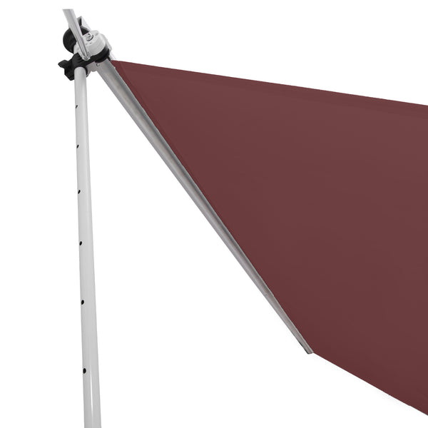 Store banne Manuel rétractable 3L x 1,5l m Auvent Téléscopique sans Perçage Inclinaison et Hauteur réglable Installation Rapide métal alu Polyester Anti-UV bordeaux