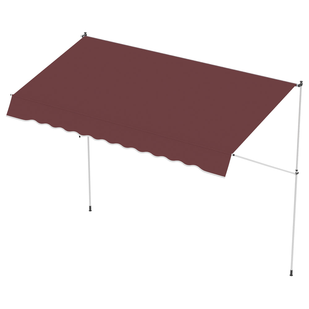 Store banne Manuel rétractable 3L x 1,5l m Auvent Téléscopique sans Perçage Inclinaison et Hauteur réglable Installation Rapide métal alu Polyester Anti-UV bordeaux