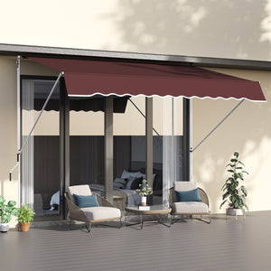 Store banne Manuel rétractable 3L x 1,5l m Auvent Téléscopique sans Perçage Inclinaison et Hauteur réglable Installation Rapide métal alu Polyester Anti-UV bordeaux