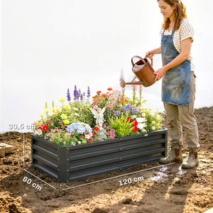 Carré potager de jardin 120 x 60 x 30,5 cm acier galvanisée gris