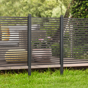 Panneau clotûre de jardin brise vue en métal extérieur avec pieds ou piquets à planter, modulaire, 93L x 22l x 150H cm