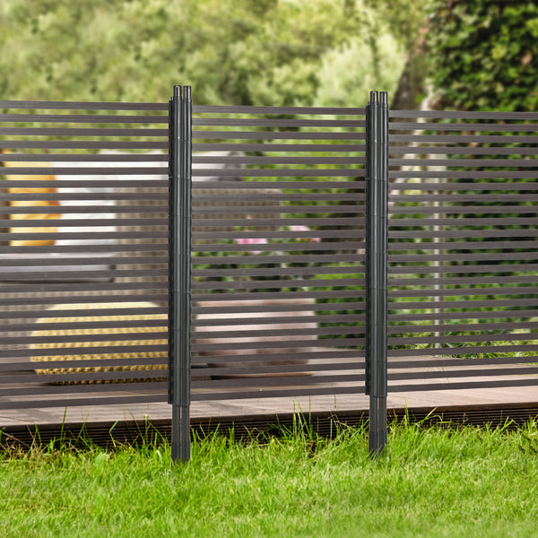 Panneau clotûre de jardin brise vue en métal extérieur avec pieds ou piquets à planter, modulaire, 93L x 22l x 150H cm