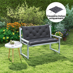 Coussin de banc matelas assise dossier pour banc de jardin coussin balancelle canapé 3 places grand confort 100 x 98 x 8 cm gris