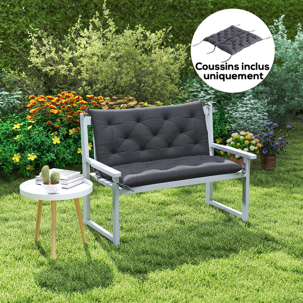 Coussin de banc matelas assise dossier pour banc de jardin coussin balancelle canapé 3 places grand confort 100 x 98 x 8 cm gris