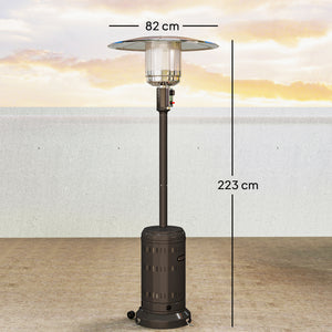 Chauffage exterieur terrasse, parasol chauffant gaz portable 11 KW niveaux de chauffe réglable avec protection anti-basculement et roulettes pour jardin, surface chauffable 7 m², noir
