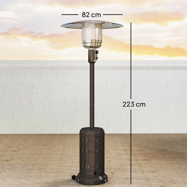 Chauffage exterieur terrasse, parasol chauffant gaz portable 11 KW niveaux de chauffe réglable avec protection anti-basculement et roulettes pour jardin, surface chauffable 7 m², noir