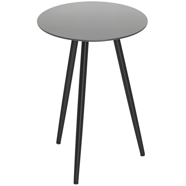 Petite table basse ronde, table d'appoint, plateau en verre trempé, pieds effilés, cadre en acier, table de jardin pour balcon, jardin, terrasse, salon, noir