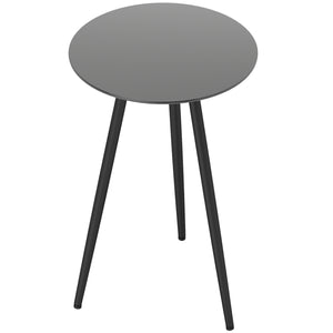 Petite table basse ronde, table d'appoint, plateau en verre trempé, pieds effilés, cadre en acier, table de jardin pour balcon, jardin, terrasse, salon, noir