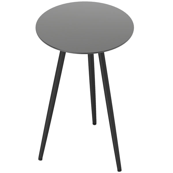 Petite table basse ronde, table d'appoint, plateau en verre trempé, pieds effilés, cadre en acier, table de jardin pour balcon, jardin, terrasse, salon, noir