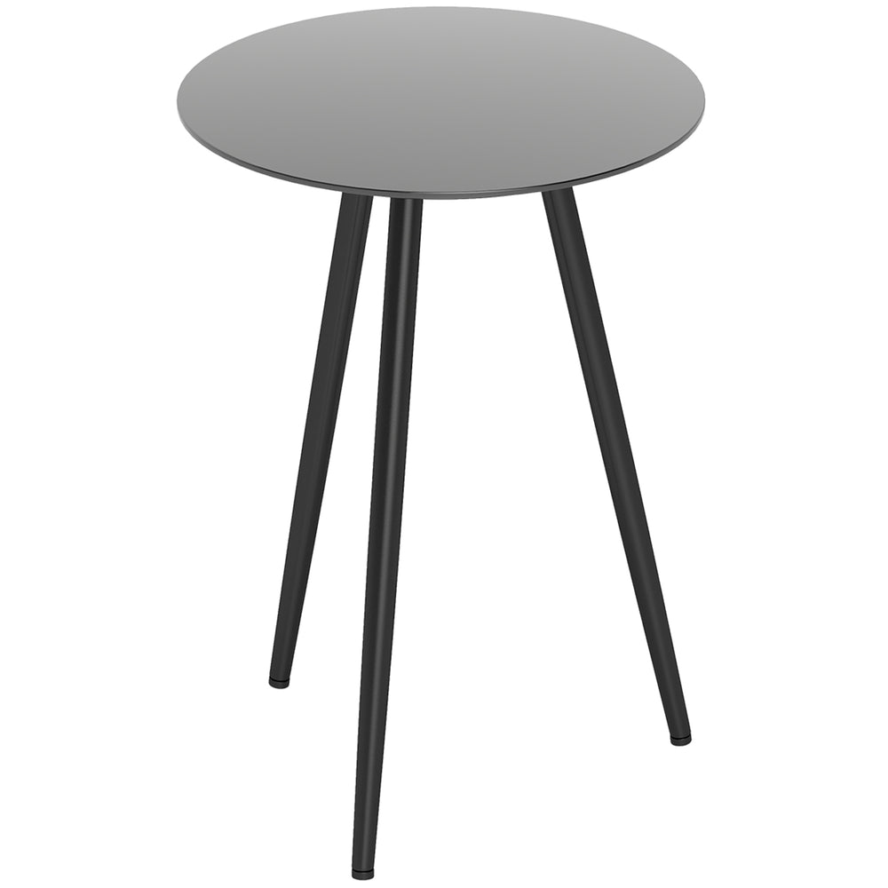 Petite table basse ronde, table d'appoint, plateau en verre trempé, pieds effilés, cadre en acier, table de jardin pour balcon, jardin, terrasse, salon, noir
