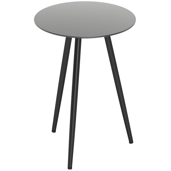 Petite table basse ronde, table d'appoint, plateau en verre trempé, pieds effilés, cadre en acier, table de jardin pour balcon, jardin, terrasse, salon, noir