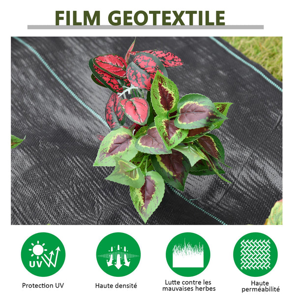 Toiles de paillage - Toile anti mauvaises herbes - toile de paillage anti mauvaises herbes 130 g/m² - indéchirable perméable à l'eau anti UV dim. 92L x 1l m - PP noir vert