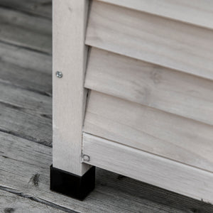 Coffre de rangement extérieur, malle de rangement en bois, 283L, avec petites ouvertures en bas, 2 chaînes, 127 x 56 x 60 cm, gris
