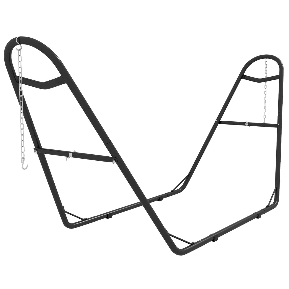 Support de Hamac pour 2 Personnes, Cadre de Hamac en Métal Portable et Réglable, Résistante aux Intempéries, pour Hamacs de 2,75 à 4,3m, Capacité de 250 kg, Noir