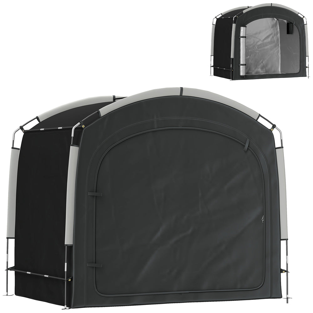 Tente de vélo pour le rangement extérieur, abri de vélo portable pour 3-4 vélos abri de jardin avec 2 poches latérales, 220 x 150 x 195 cm, noir
