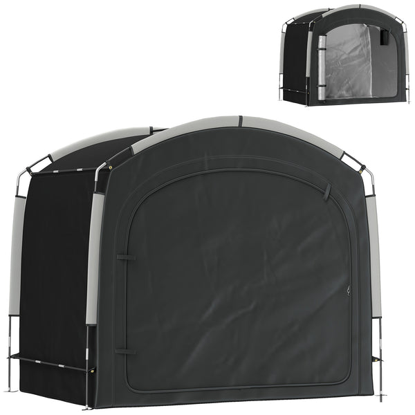 Tente de vélo pour le rangement extérieur, abri de vélo portable pour 3-4 vélos abri de jardin avec 2 poches latérales, 220 x 150 x 195 cm, noir