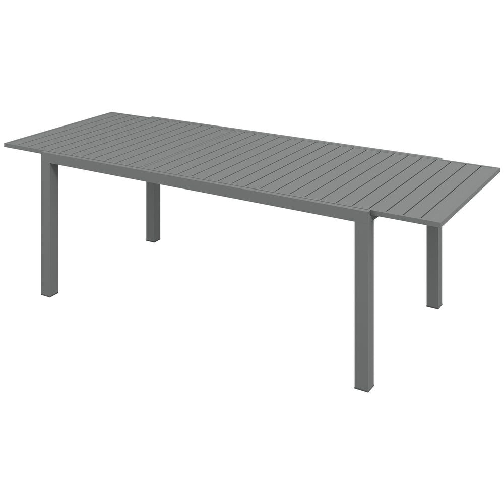 Table de jardin extensible table tables à manger de patio en aluminium rectangulaire pour 6 - 8 personnes, charge max. 50kg, dim. 180/240L x 94l x 73H cm, gris