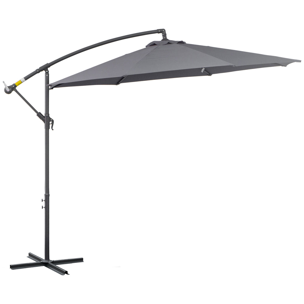 Parasol déporté octogonal rabattable diamètre 3 m parasol de jardin avec pied en croix gris