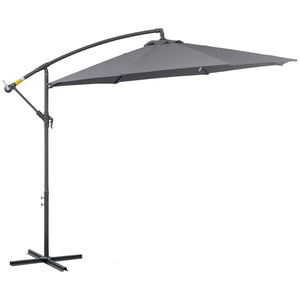 Parasol déporté octogonal rabattable diamètre 3 m parasol de jardin avec pied en croix gris