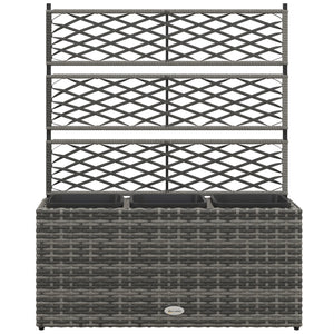 Jardinière pour plantes avec treillis 3 pots bacs à plante jardinière 33L jardin balcon patio terrasse extérieur en résine tressée et acier 84 x 30 x 107 cm gris noir