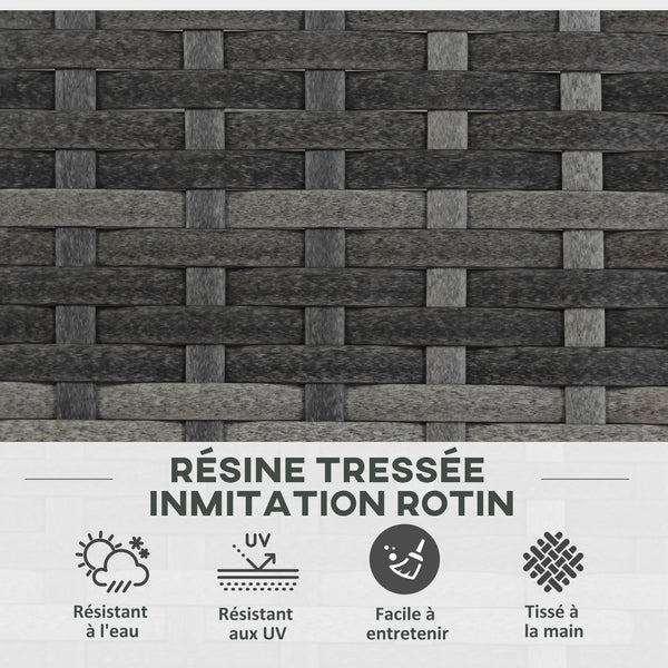Jardinière pour plantes avec treillis 3 pots bacs à plante jardinière 33L jardin balcon patio terrasse extérieur en résine tressée et acier 84 x 30 x 107 cm gris noir