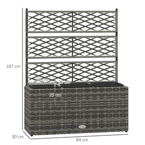 Jardinière pour plantes avec treillis 3 pots bacs à plante jardinière 33L jardin balcon patio terrasse extérieur en résine tressée et acier 84 x 30 x 107 cm gris noir