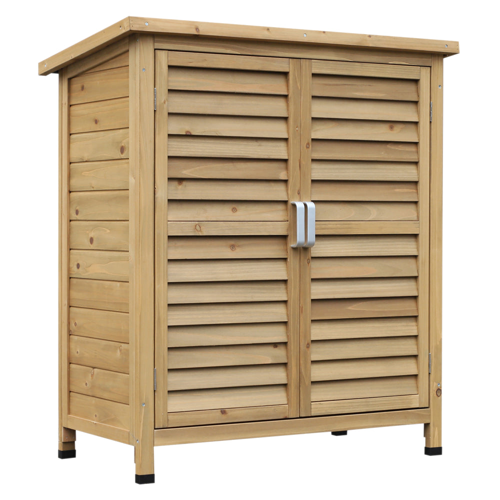 Armoire de jardin abri jardin remise pour outils sur pied dim. 87L x 46,5l x 96,5H cm  étagère portes persiennes toit bitumé jaune