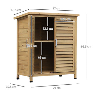 Armoire de jardin abri jardin remise pour outils sur pied dim. 87L x 46,5l x 96,5H cm  étagère portes persiennes toit bitumé jaune
