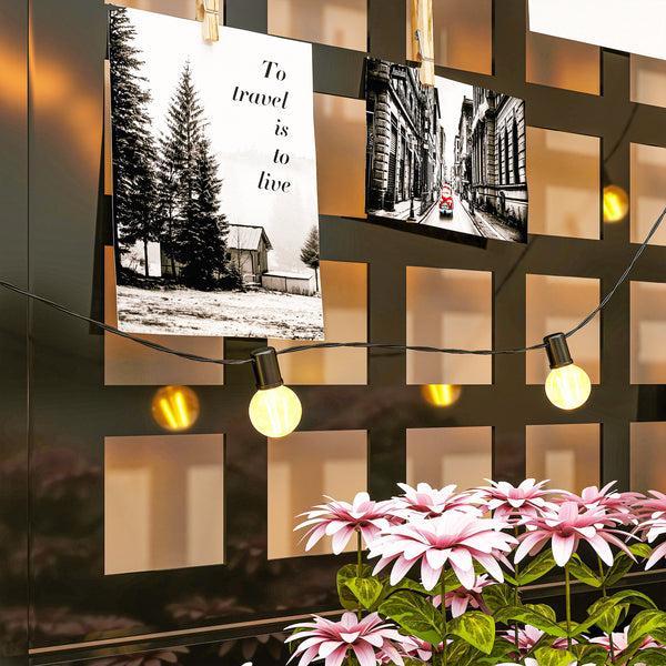 Jardinière avec treillis, brise-vue, lit surélevé de jardin, jardinière extérieure en acier galvanisée, pour plantes grimpantes, bac à fleurs pour balcon terrasse patio, 89x40x178cm, noir