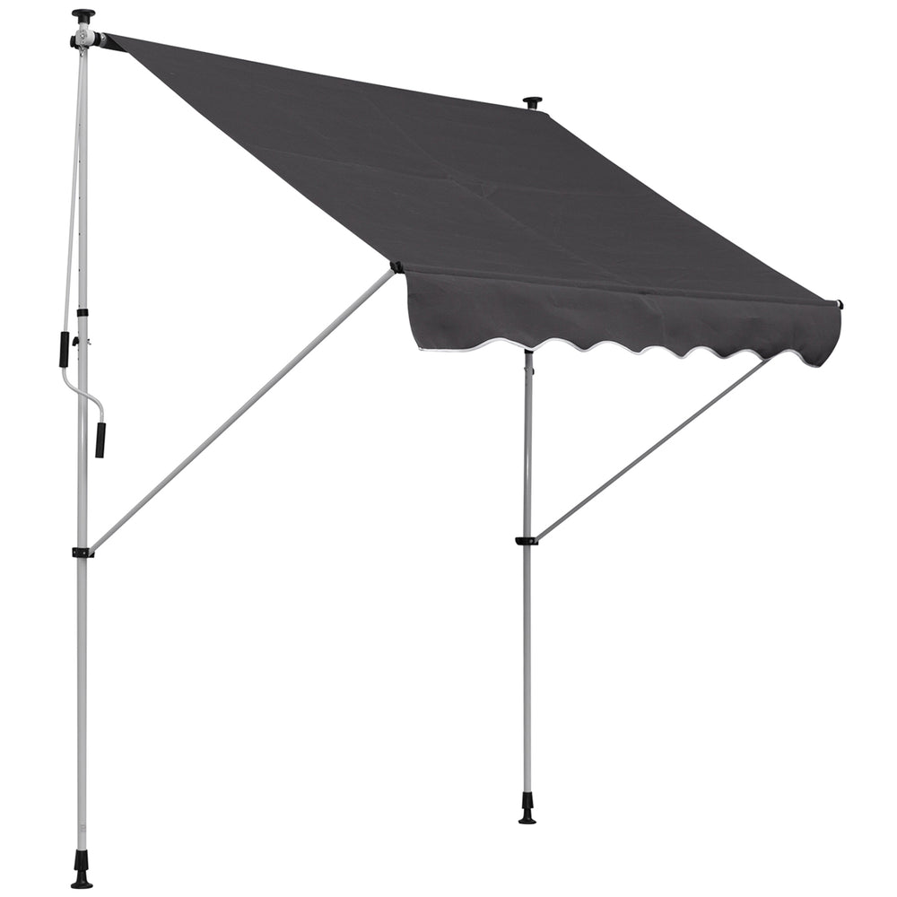 Store banne manuel rétractable 2L x 1,5l x 1,7-2,8H m inclinaison réglable installation rapide store banne sans perçage pour balcon métal aluminium polyester gris
