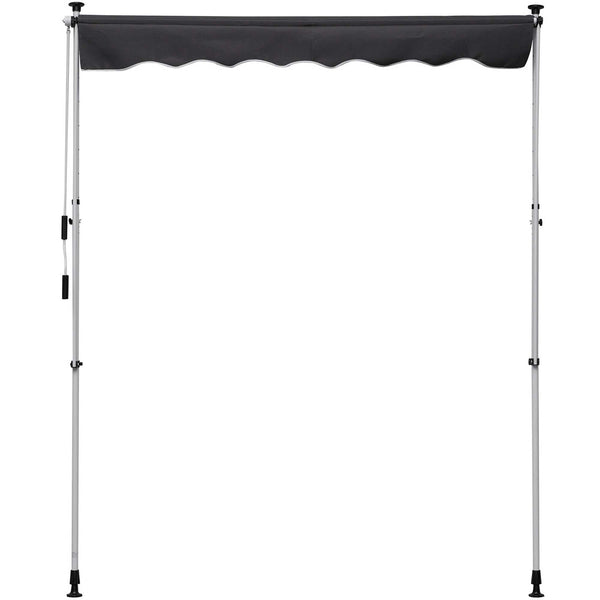 Store banne manuel rétractable 2L x 1,5l x 1,7-2,8H m inclinaison réglable installation rapide store banne sans perçage pour balcon métal aluminium polyester gris