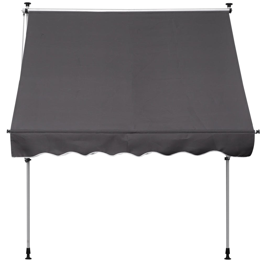 Store banne manuel rétractable 2L x 1,5l x 1,7-2,8H m inclinaison réglable installation rapide store banne sans perçage pour balcon métal aluminium polyester gris