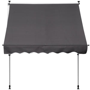 Store banne manuel rétractable 2L x 1,5l x 1,7-2,8H m inclinaison réglable installation rapide store banne sans perçage pour balcon métal aluminium polyester gris