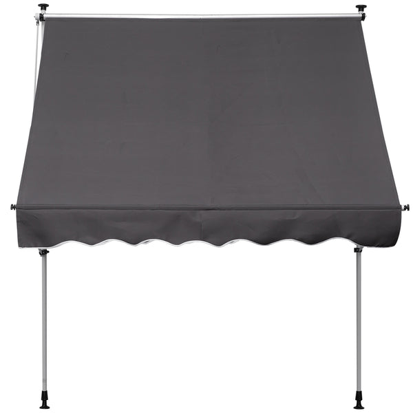 Store banne manuel rétractable 2L x 1,5l x 1,7-2,8H m inclinaison réglable installation rapide store banne sans perçage pour balcon métal aluminium polyester gris