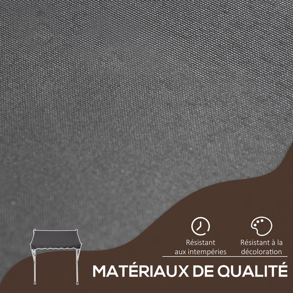 Store banne manuel rétractable 2L x 1,5l x 1,7-2,8H m inclinaison réglable installation rapide store banne sans perçage pour balcon métal aluminium polyester gris
