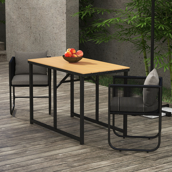 Salon de jardin ensemble 3 pièces extérieur avec 1 table et 2 fauteuils 4 coussins table en composite plateau aspect bois noir