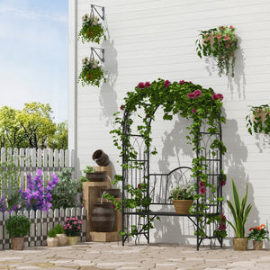 Arche à rosiers Banc de Jardin 2 Places 2 en 1 dim. 115L x 59l x 203H cm métal époxy Noir