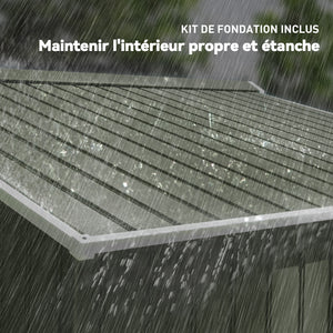 Abri de jardin en métal 5,4 m² cabane de jardin 277 x 195 x 192 cm cabanon rangement outils avec fondation, porte coulissante verrouillables et 4 aérations - vert clair